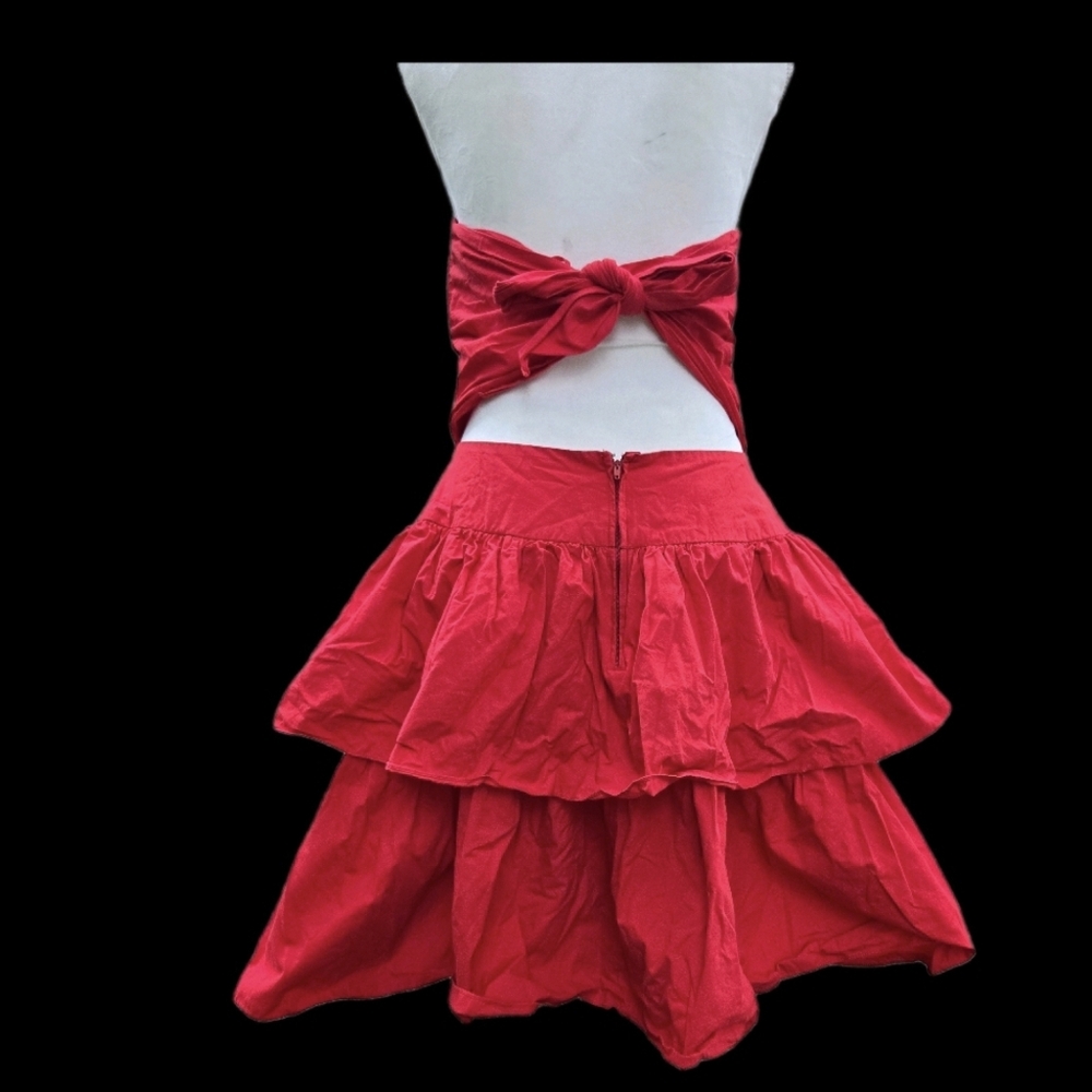 MOONGLOW Chic Strapless Red Ruffle Dress - Picture 2 of 15